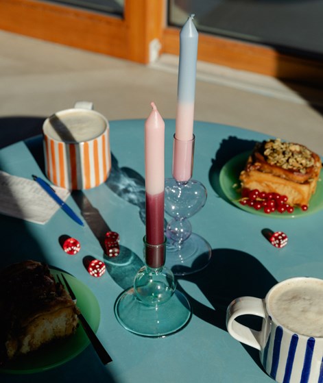 YUKU Kerzen (2er-Set) Rosa Hellblau Bordeaux