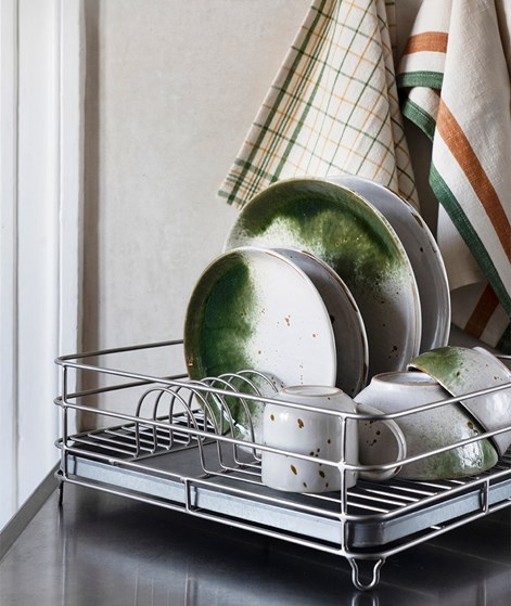 MADAM STOLTZ Eisen Geschirrständer Silber