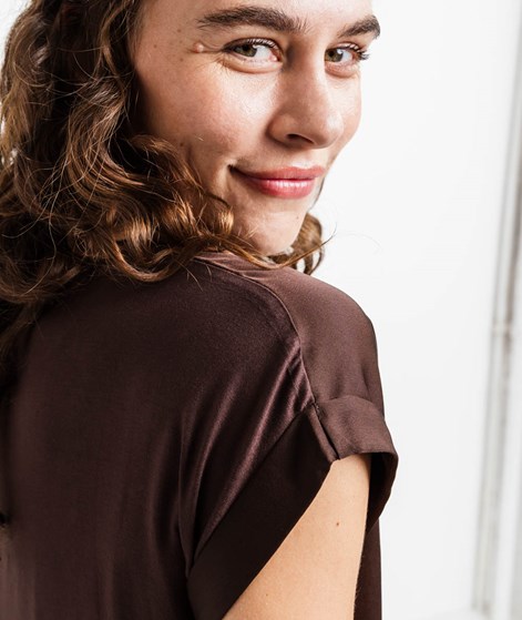 VILA VIEllette Satin T-Shirt Braun