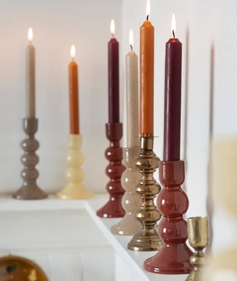 MADAM STOLTZ Glas Kerzenhalter Taupe