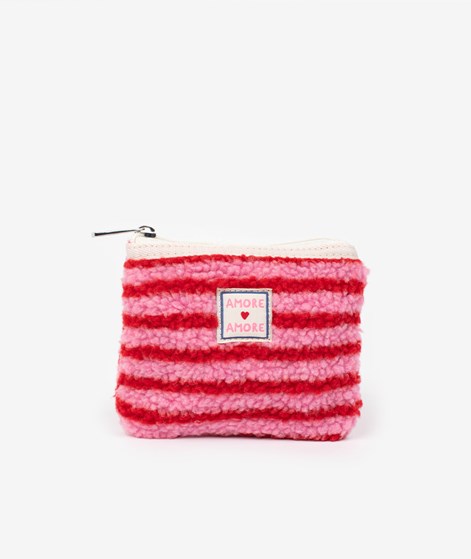YUKU Geldbörse Rot Pink gestreift