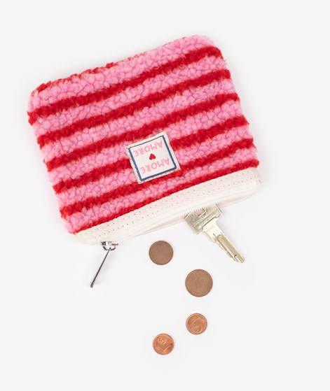 YUKU Geldbörse Rot Pink gestreift