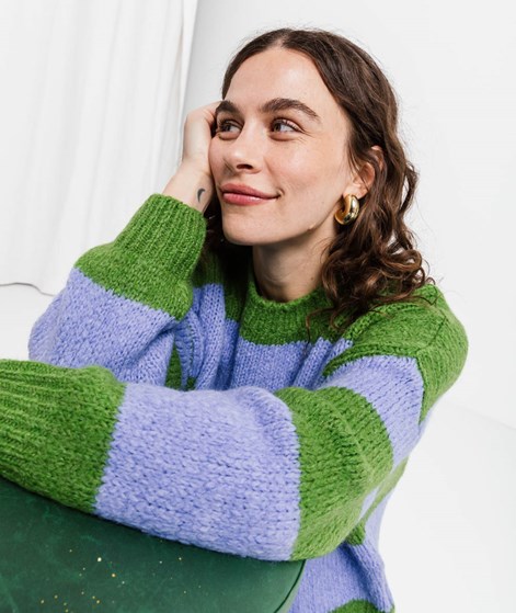 KAUF DICH GLÜCKLICH Pullover Blau Grün Streifen