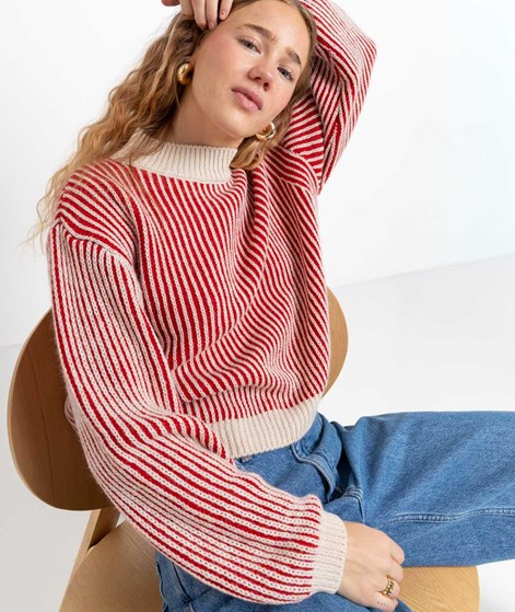 KAUF DICH GLÜCKLICH Pullover Streifen Rot Beige
