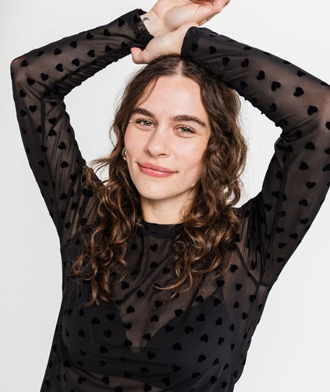 KAUF DICH GLÜCKLICH Longsleeve Schwarz Herzmuster