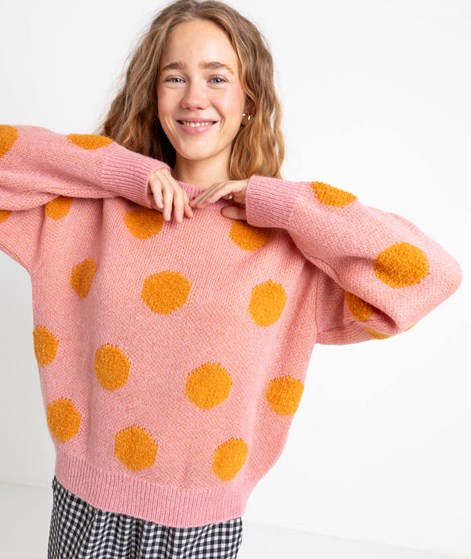 KAUF DICH GLÜCKLICH Pullover Rosa Orange Punkte