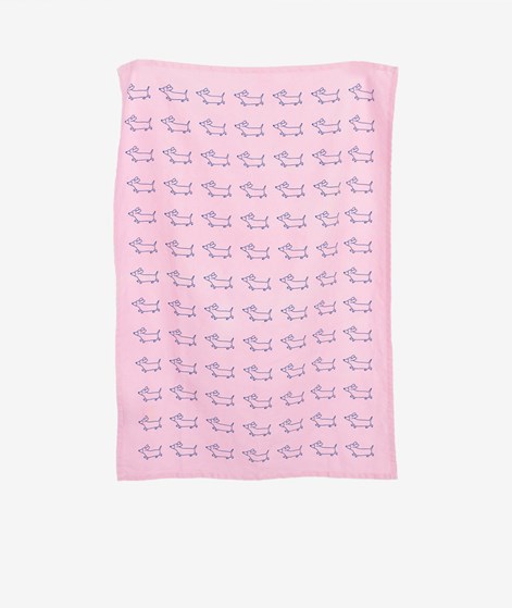 KAUF DICH GLÜCKLICH Küchentuch Dackel Rosa aus Bio-Baumwolle