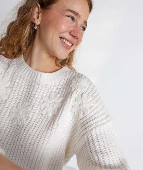 VILA VIKiana O-Neck Pullover Cremeweiß Blumen