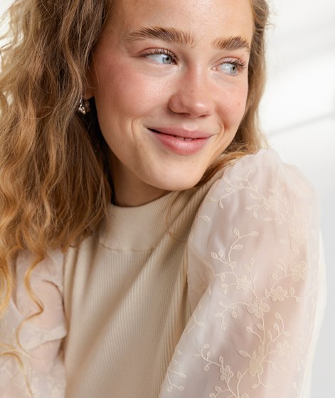 YAS YASDotme Pullover Cremeweiß