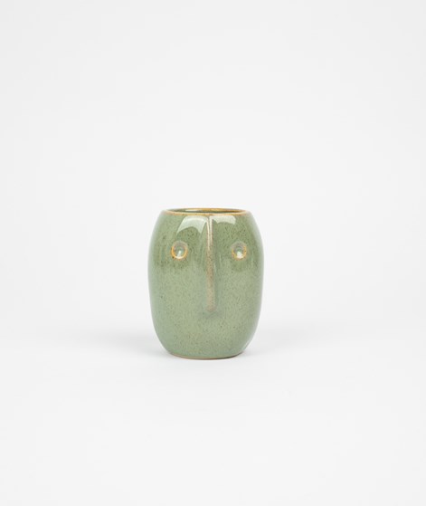 MADAM STOLTZ Flower pot w/face Grün