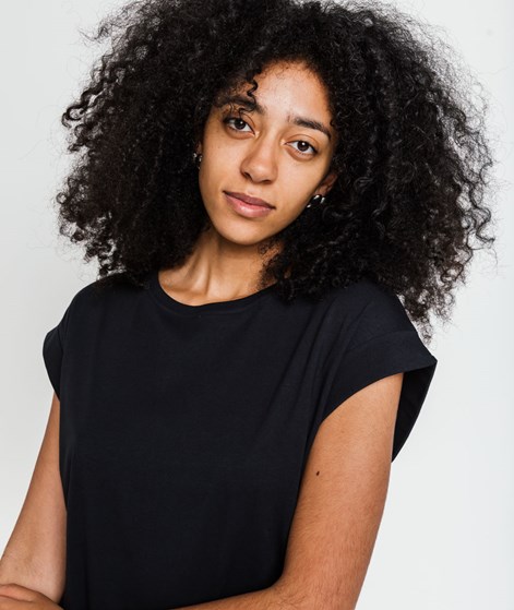 KAUF DICH GLÜCKLICH T-Shirt mit gekrempelten Ärmeln Schwarz aus Bio-Baumwolle