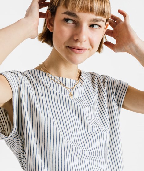 KAUF DICH GLÜCKLICH T-Shirt Creme und Blau gestreift