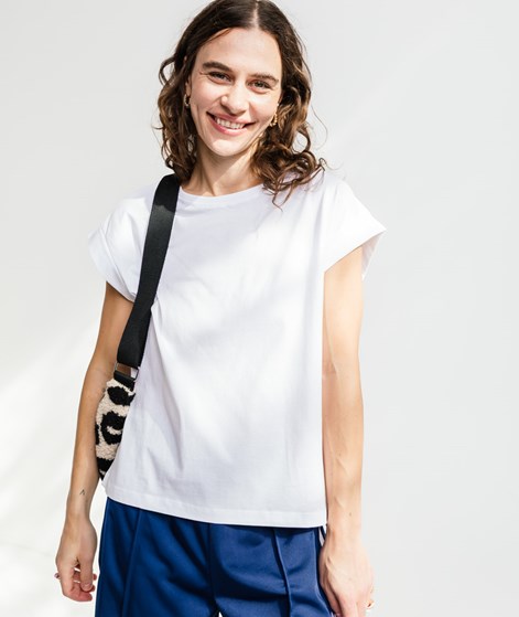 KAUF DICH GLÜCKLICH T-Shirt mit gekrempelten Ärmeln Weiß aus Bio-Baumwolle