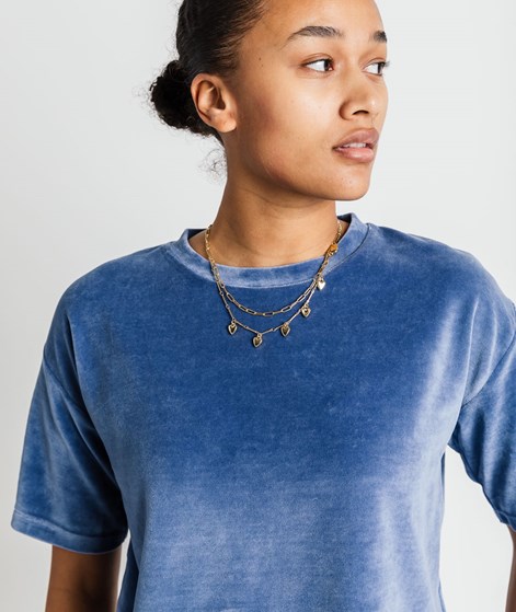 KAUF DICH GLÜCKLICH Samt-T-Shirt Blau